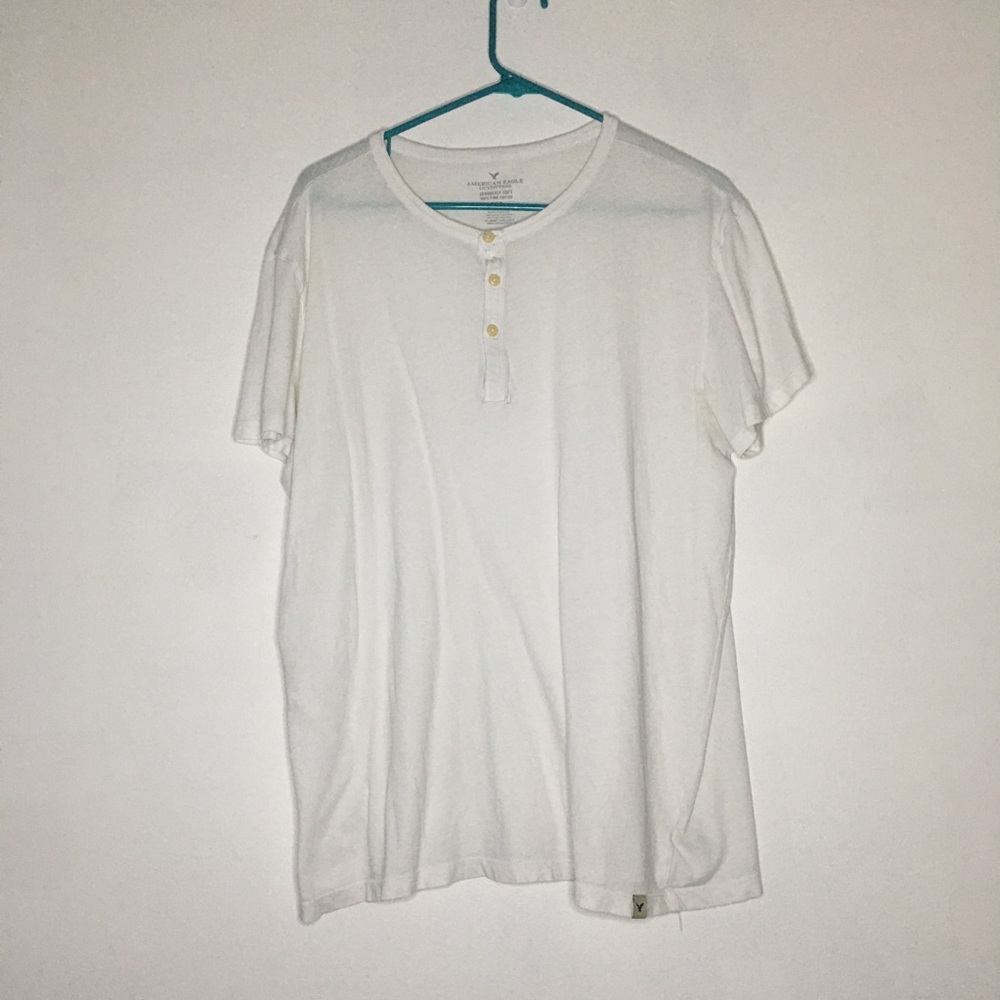 American Eagle short sleev white button top size-L